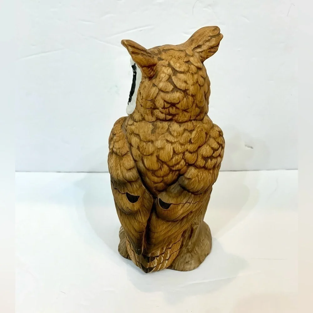 Vintage Ceramic Brown Great-Horned Owl 6.5” H